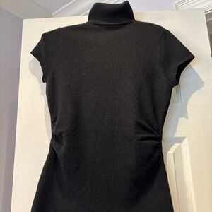 Cashmere tunic with side ruching and turtleneck